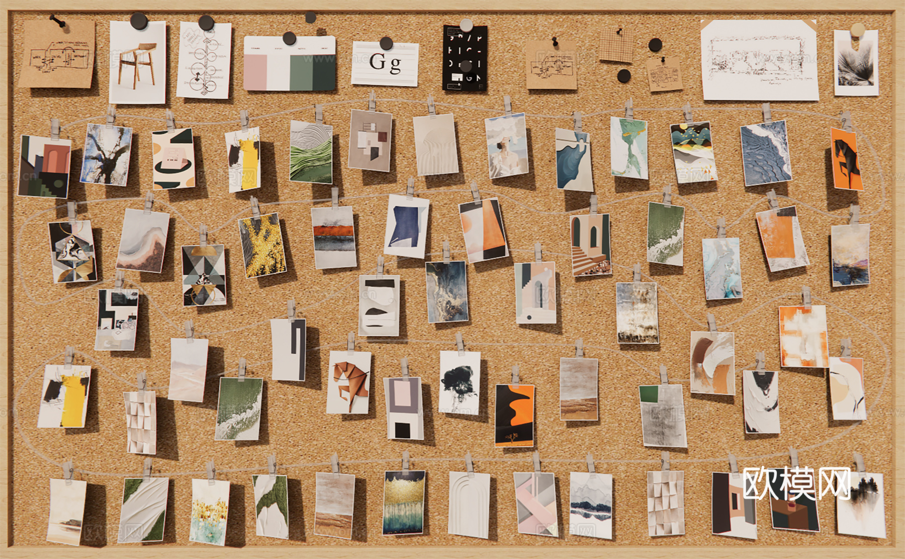 现代置物架照片墙su模型