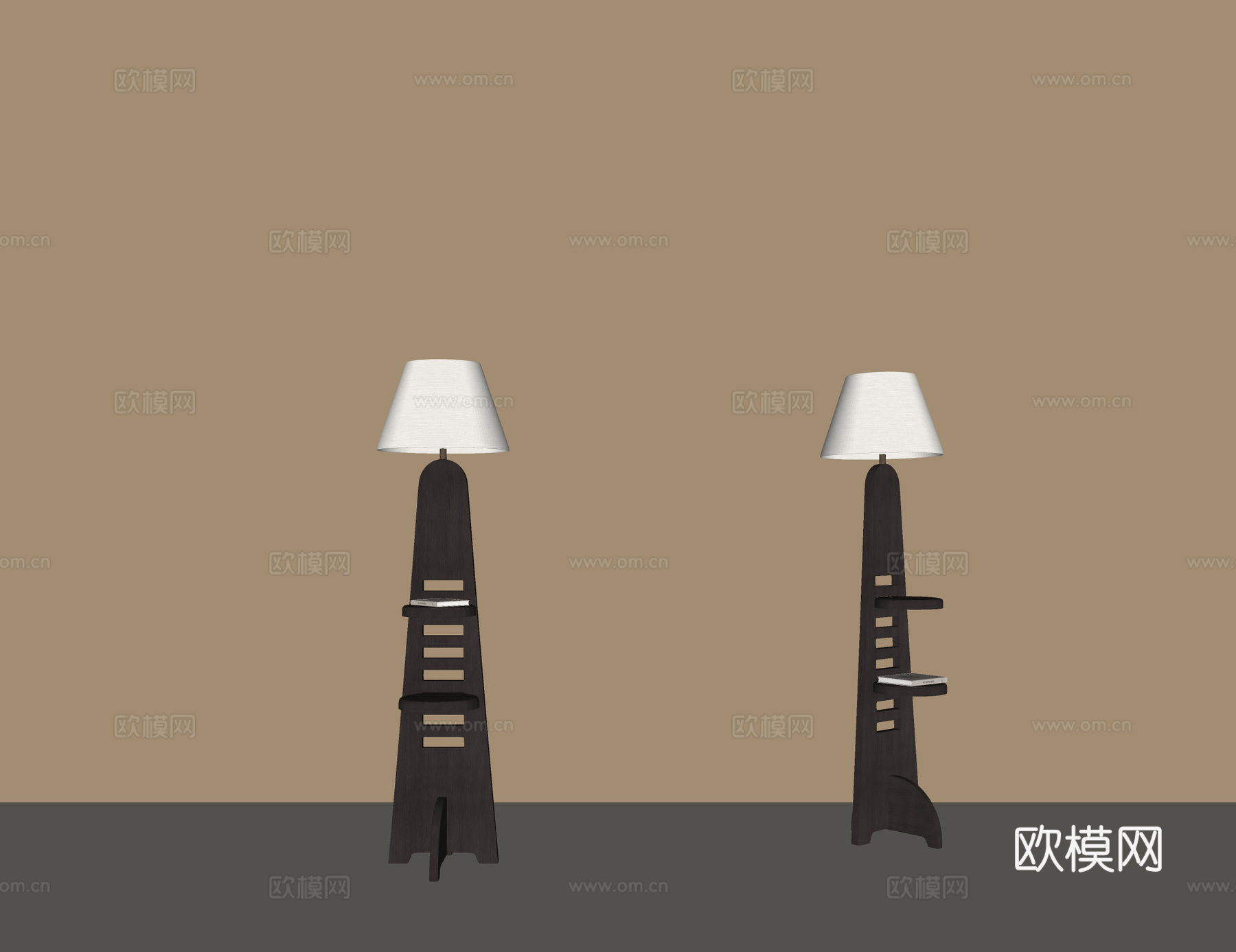 中古风落地灯 艺术落地灯 客厅落地灯 实木落地灯 书房落地灯su模型