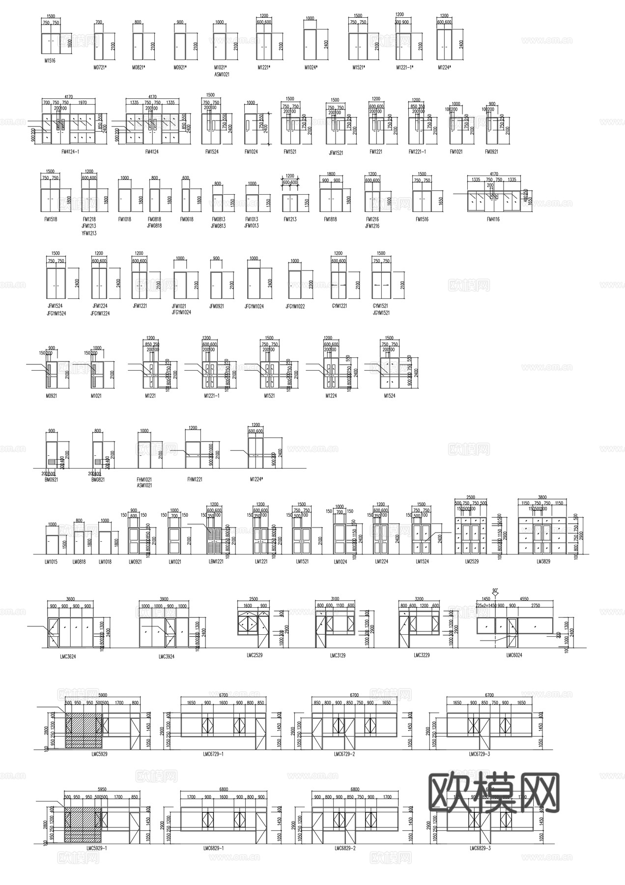 窗立面cad施工图