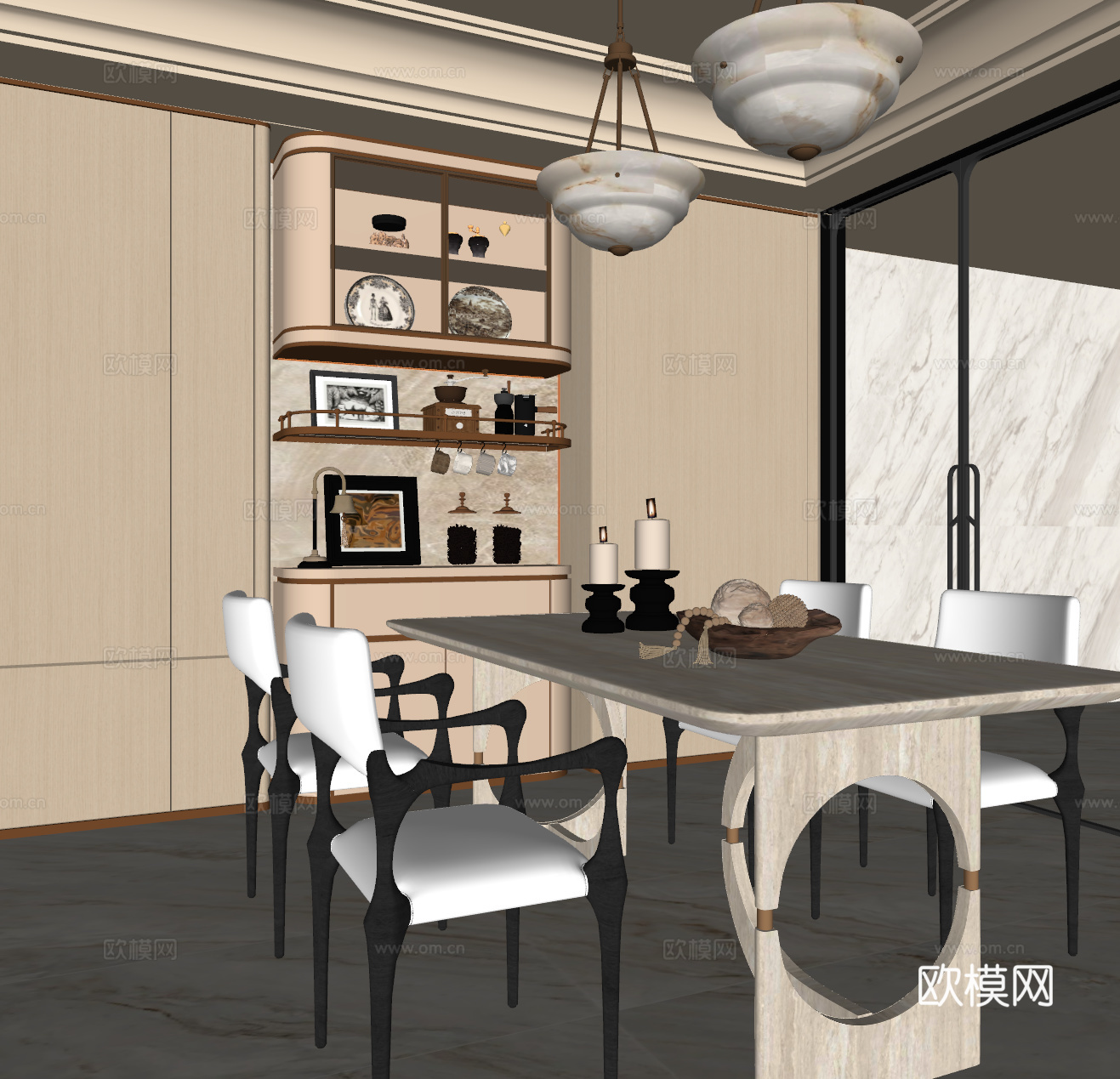 意式轻奢餐厅意式轻奢餐厅su模型