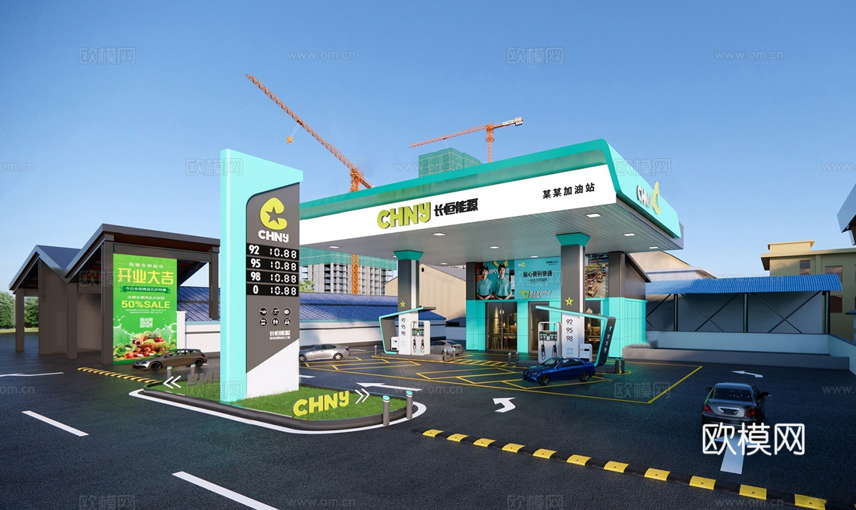 现代加油站 小公建su模型