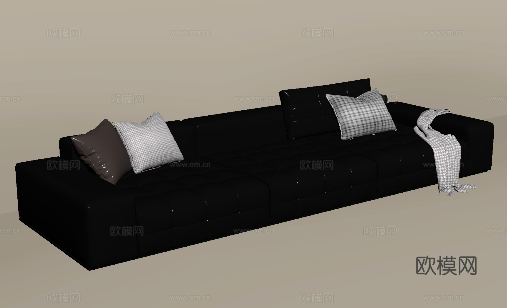 现代意式多人沙发 皮质沙发su模型