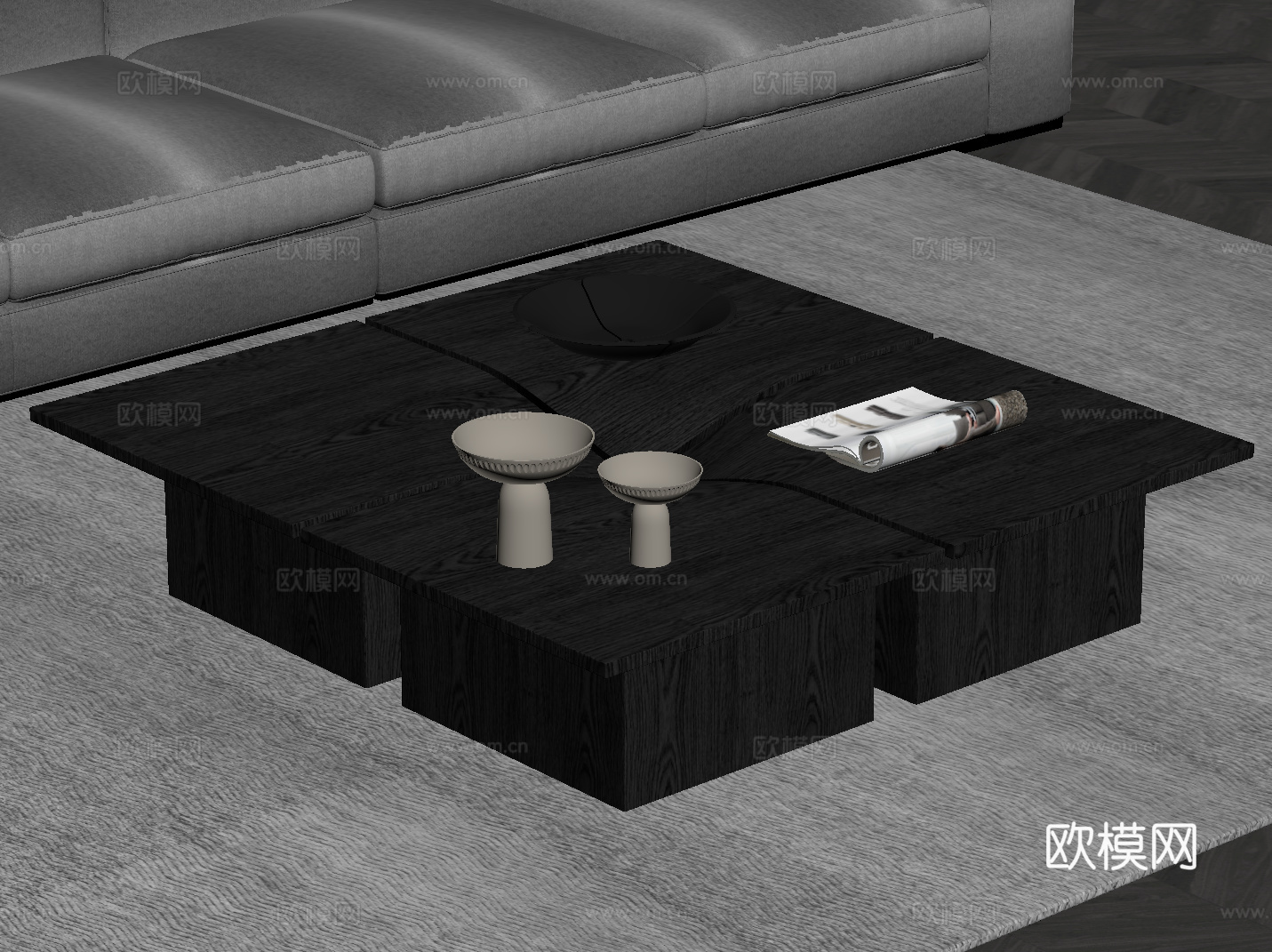 现代意式茶几su模型