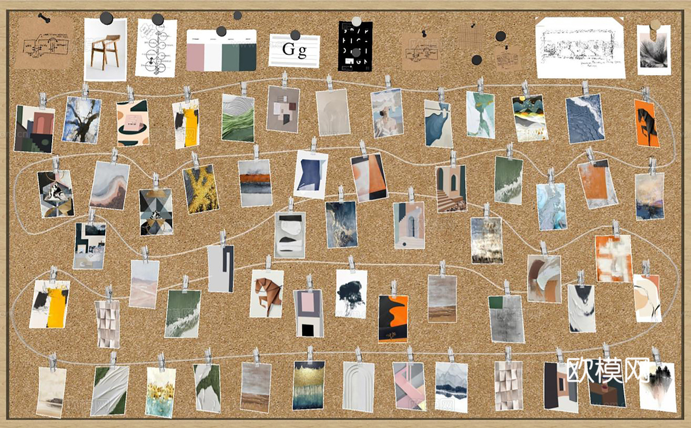 现代置物架照片墙su模型