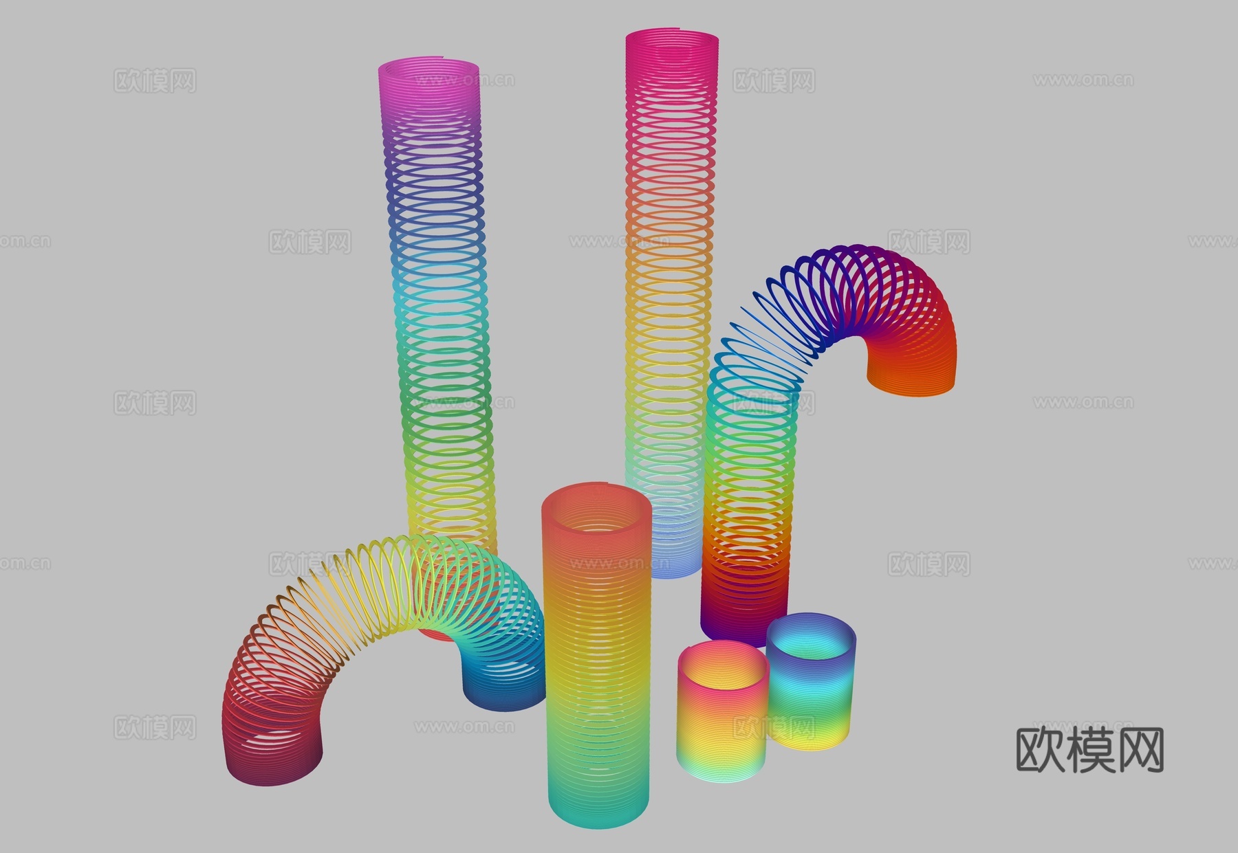 儿童魔力圈 彩虹圈 弹簧圈 益智弹力圈 弹弹圈玩具 儿童玩具su模型