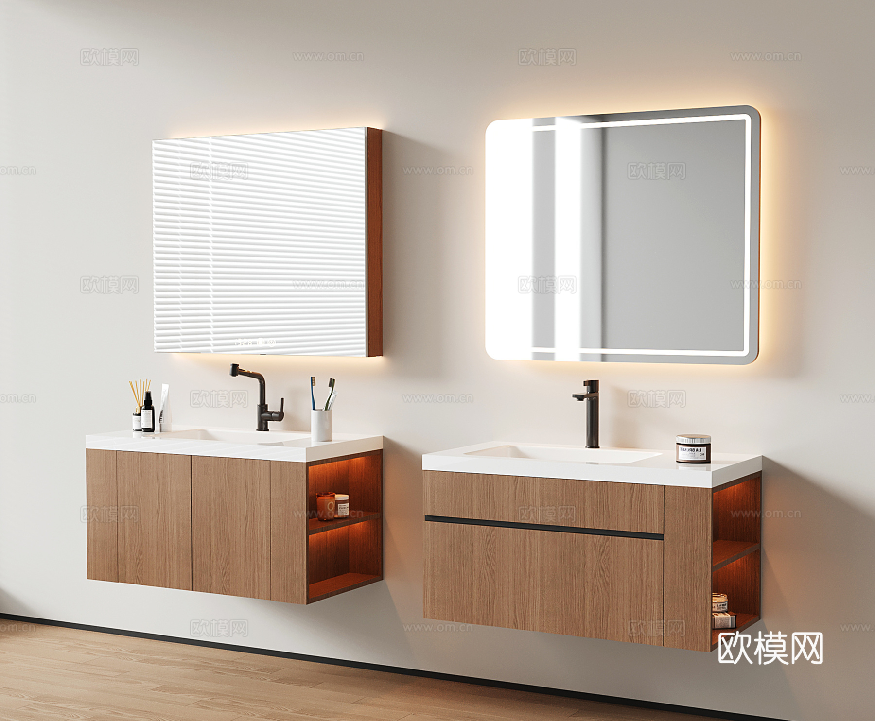 现代悬空浴室柜 洗手台 卫浴柜 洗手池su模型