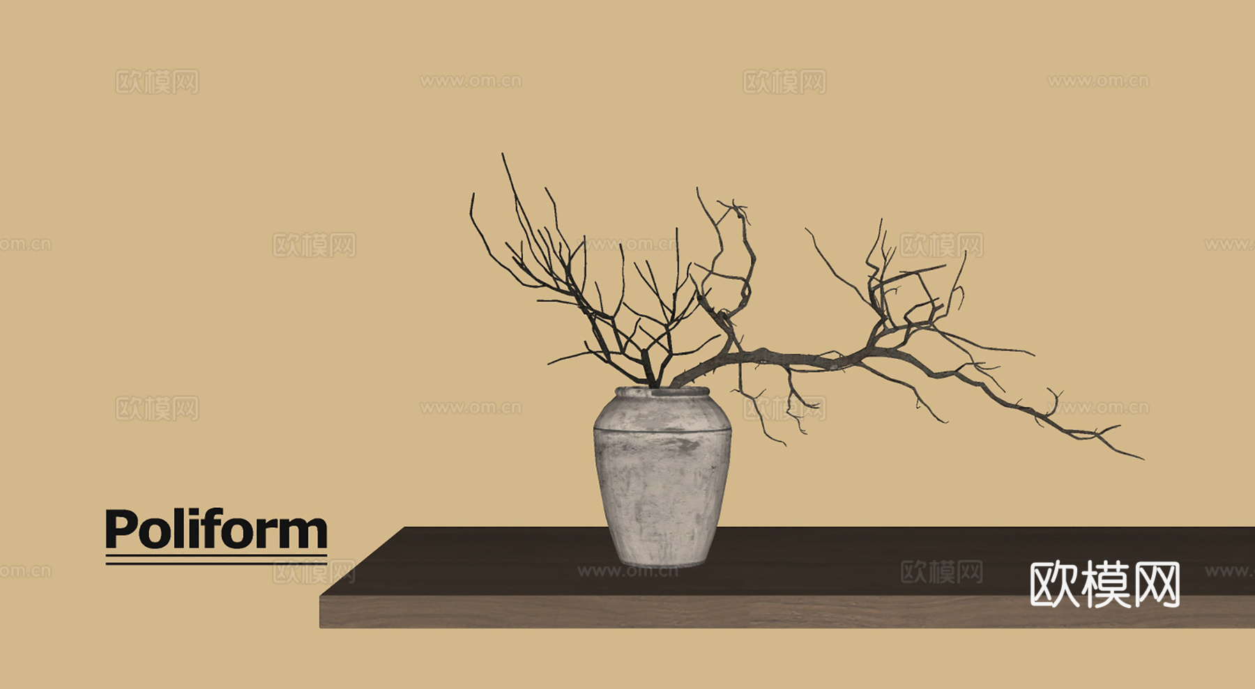 新中式花瓶盆栽su模型