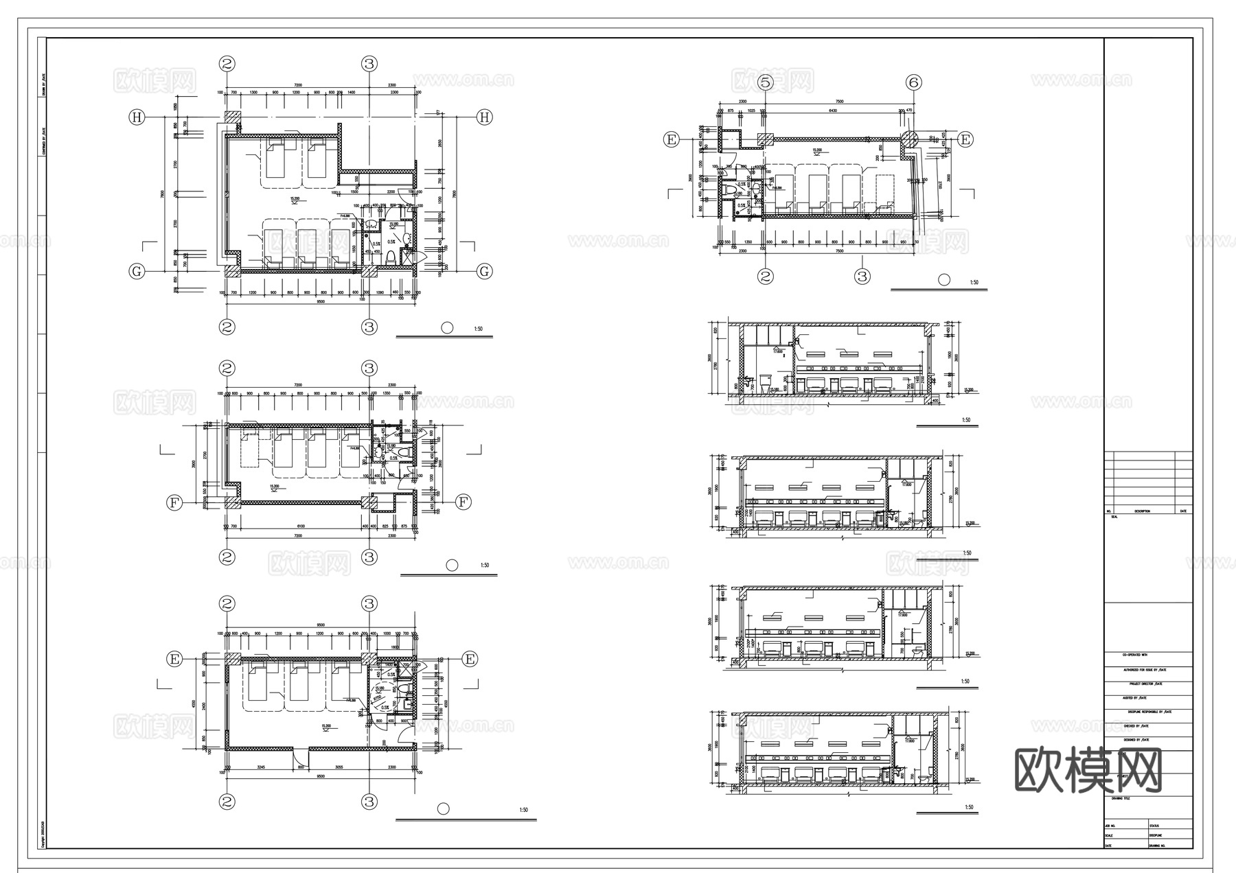 病房平面立面cad施工图