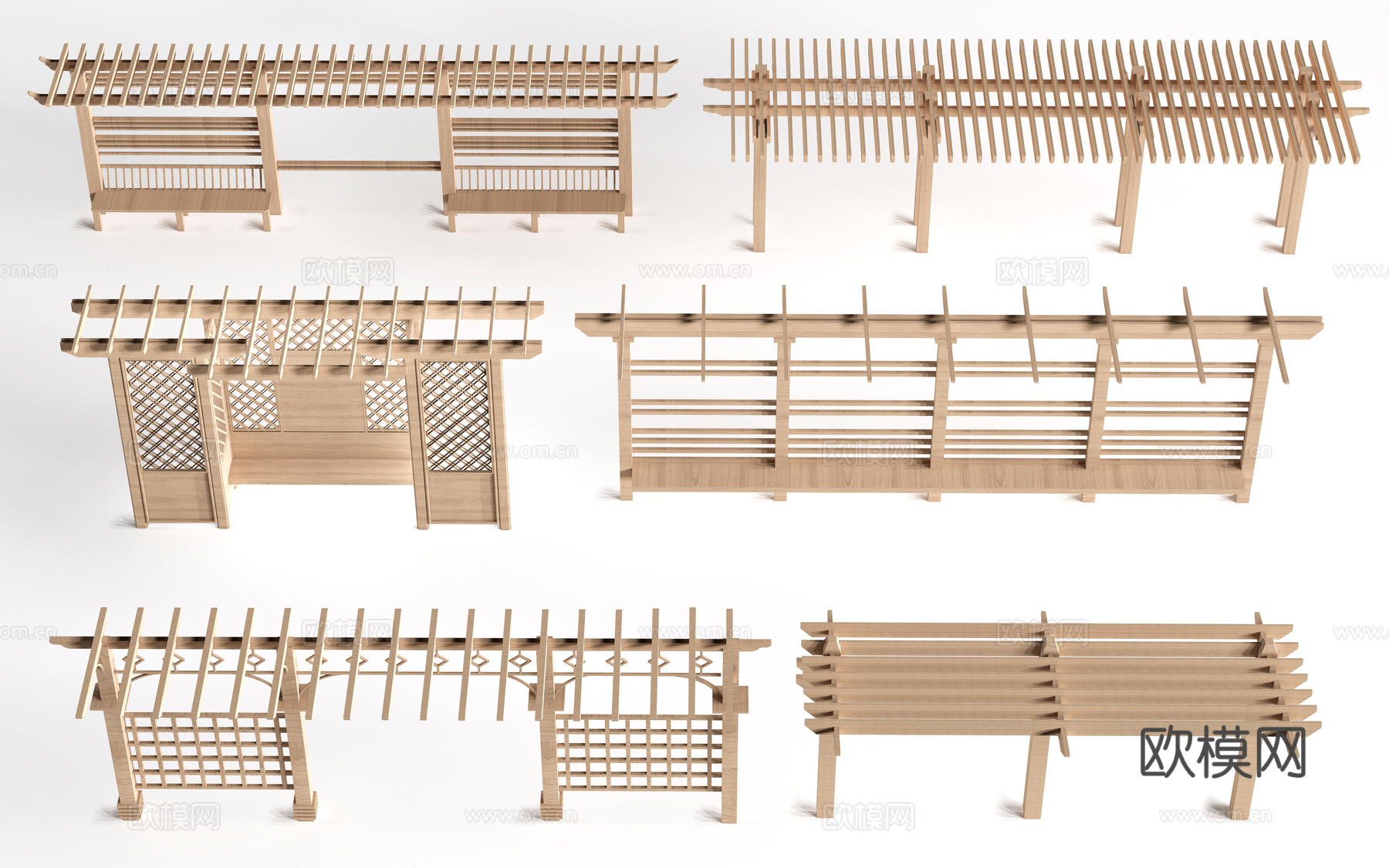 现代景观花架 葡萄架 廊架 绿植爬架su模型