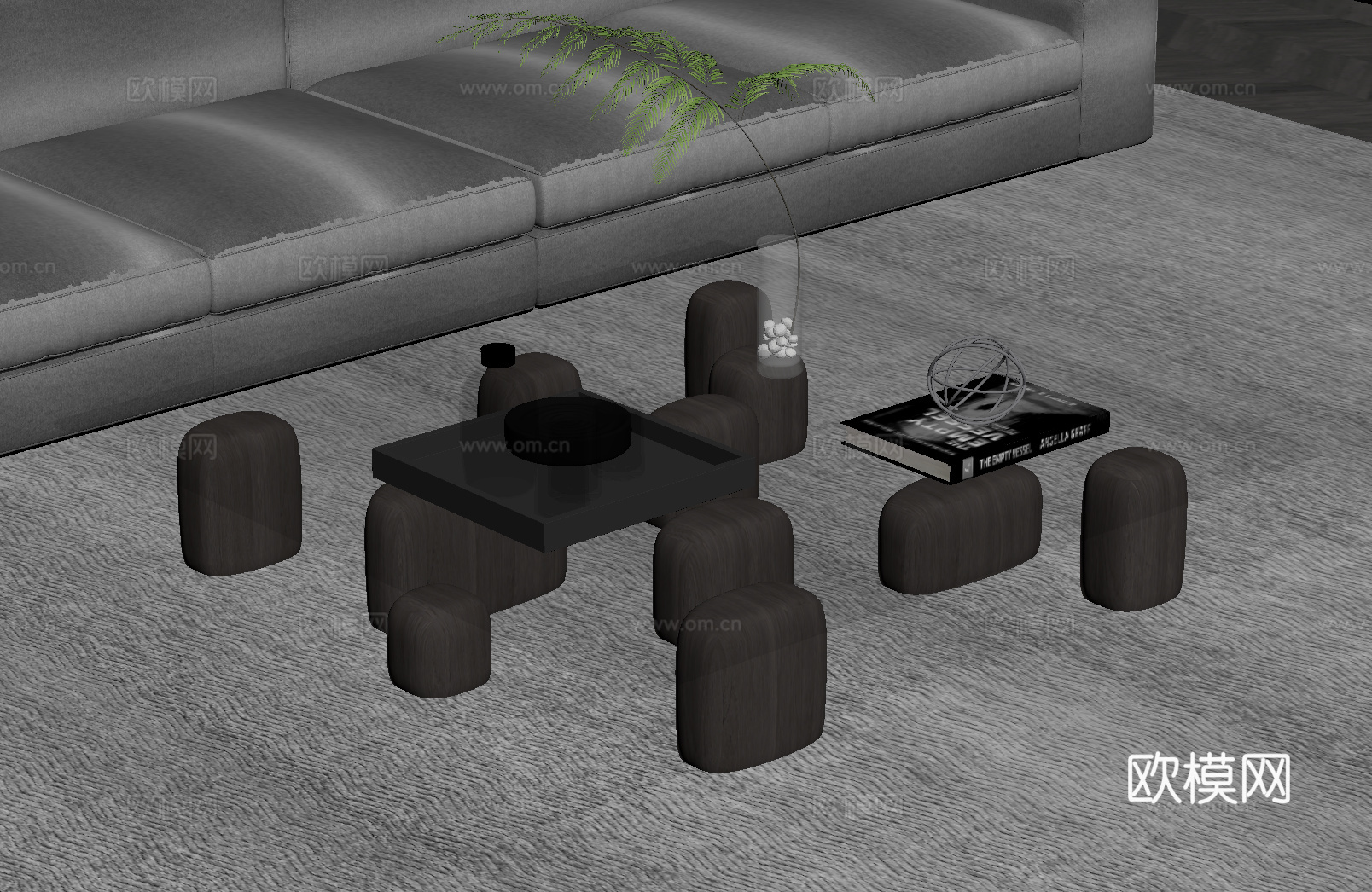 现代意式茶几su模型