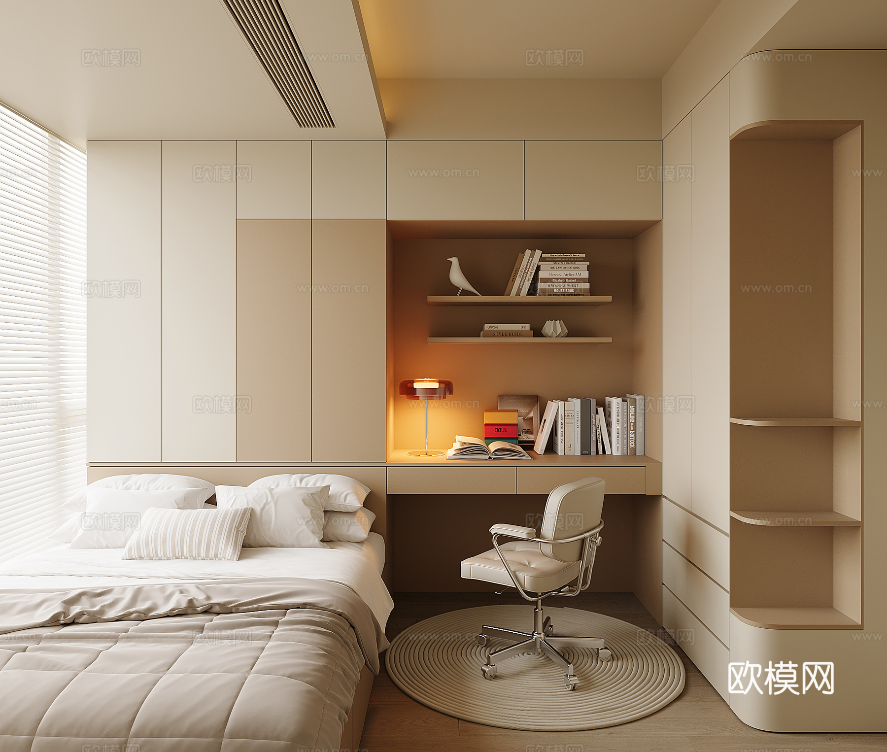 现代榻榻米卧室su模型