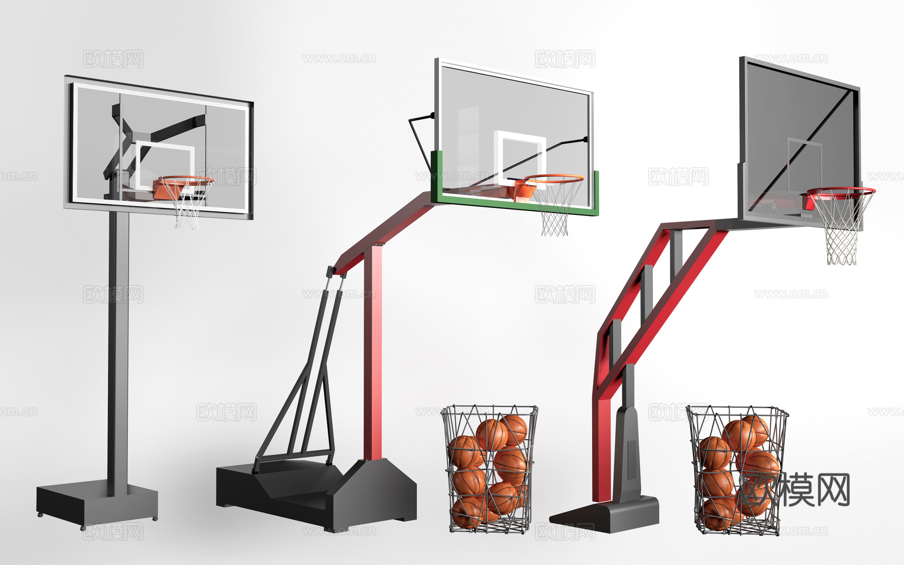 现代篮球架 篮球框su模型