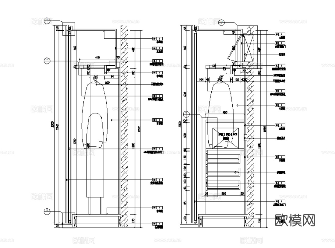 衣柜 书柜 梳妆台 储物柜 CAD图纸cad施工图下载（渲染图4）