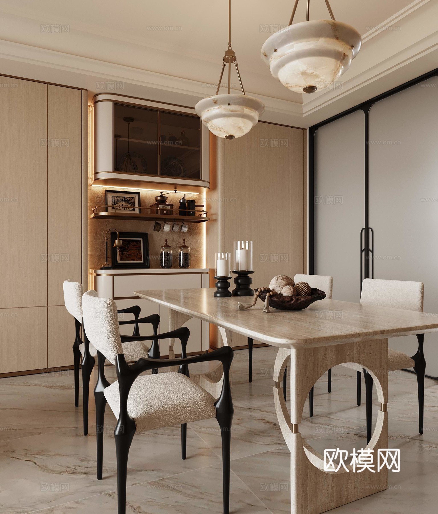 意式轻奢餐厅意式轻奢餐厅su模型