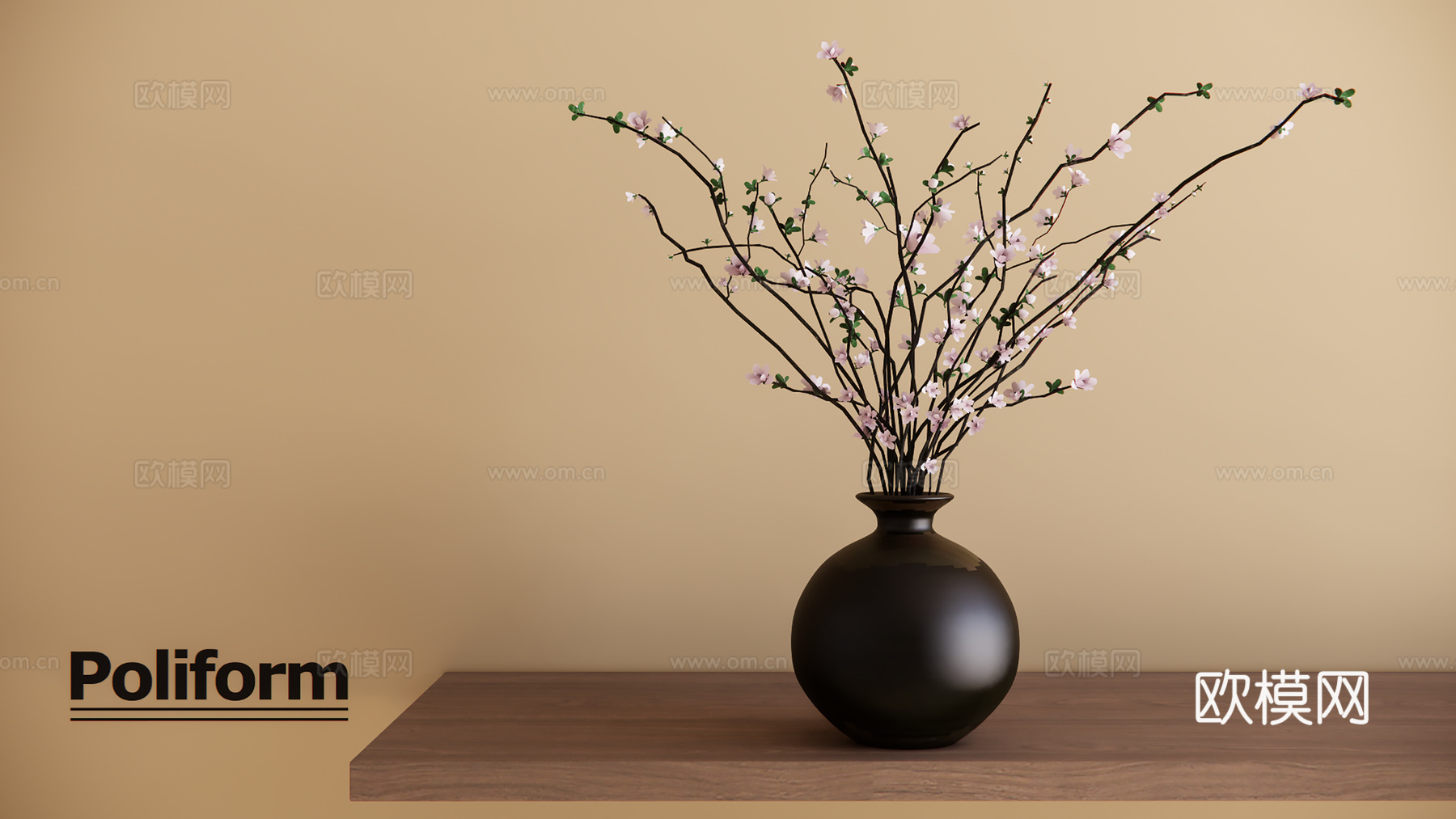 新中式花瓶盆栽su模型