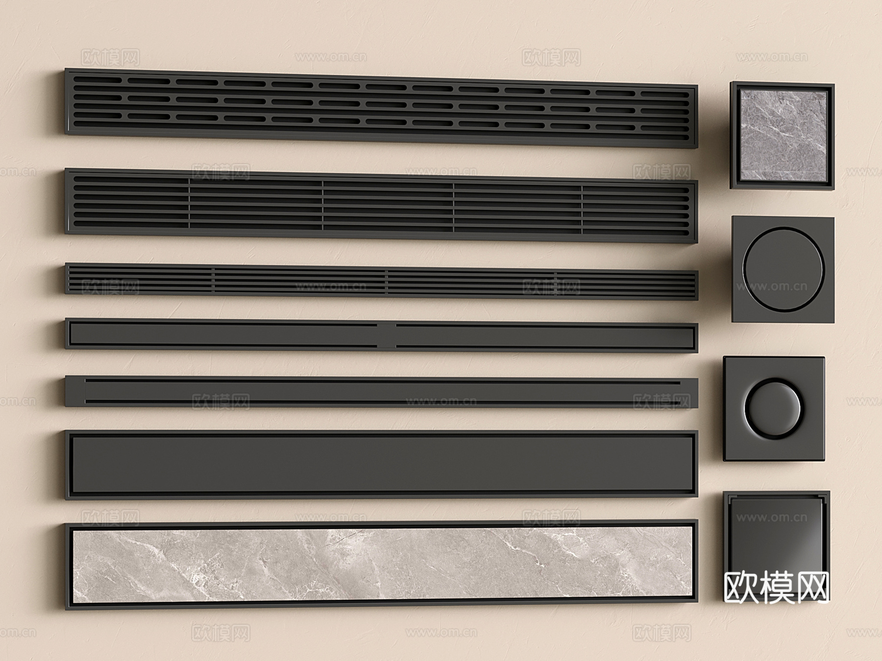 现代不锈钢地漏 防臭排水口 金属地漏 卫生间地漏su模型