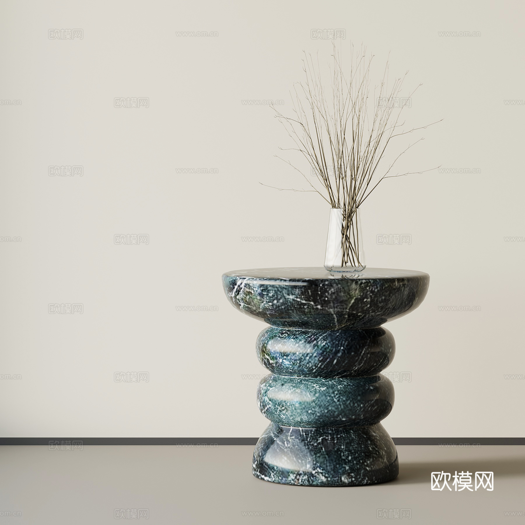 现代意式边几 大理石边几 圆几角几su模型