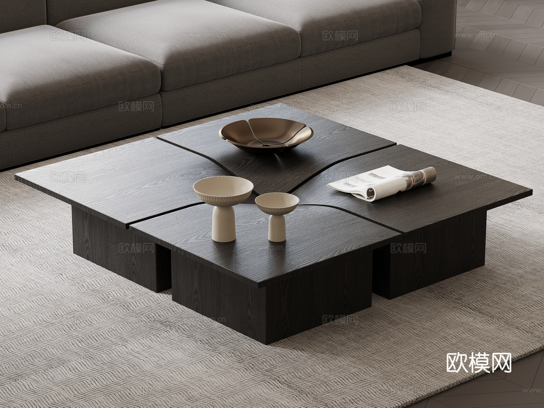 现代意式茶几su模型