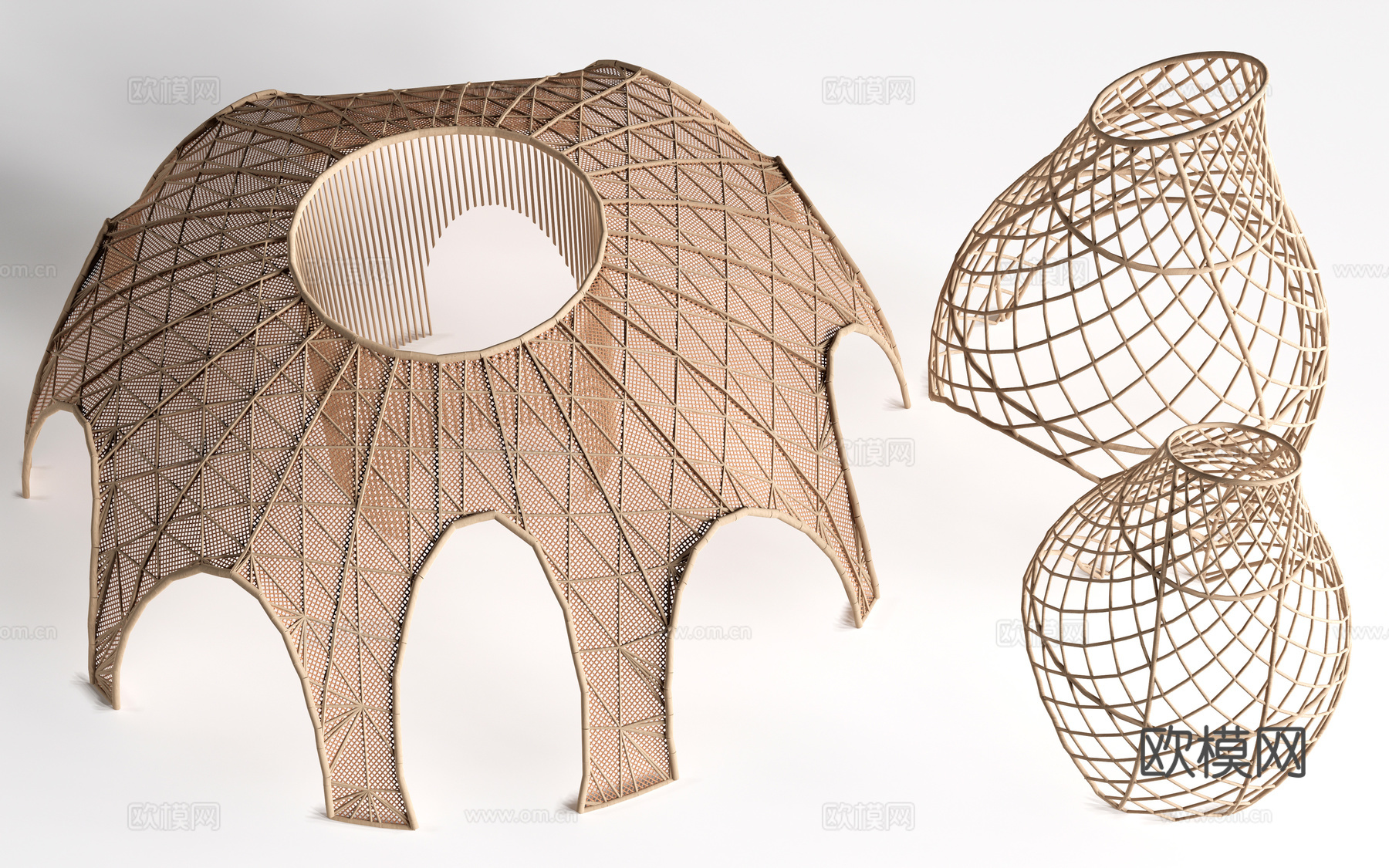 现代景观构筑物 景观构架 景观廊架 景观装置su模型