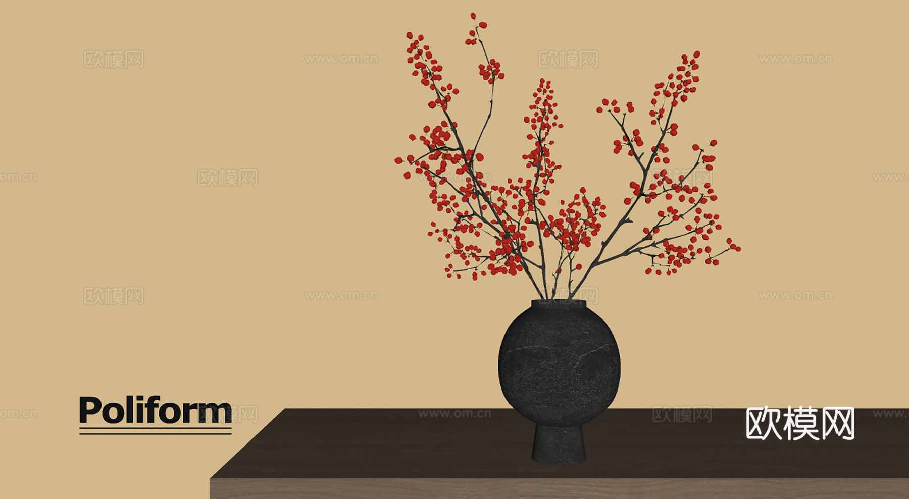 新中式花瓶盆栽su模型