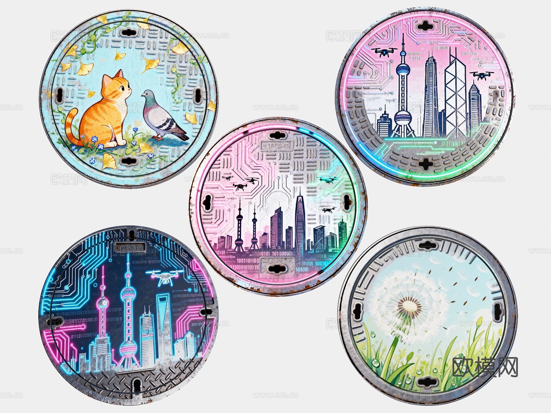 井盖 雨水篦子 检查井 排水井盖 排水沟盖板 市政井盖 雨水su模型