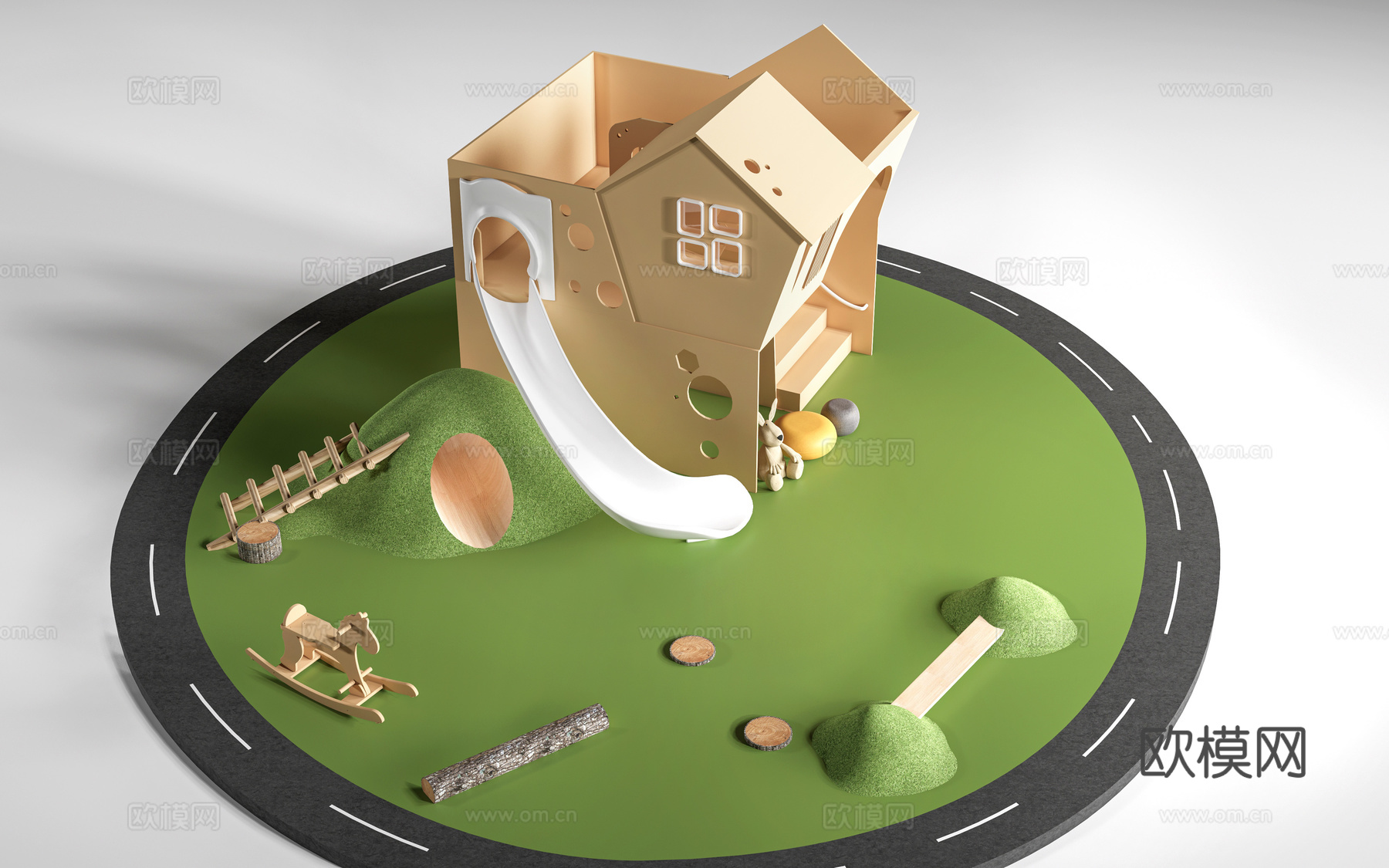 现代儿童游乐区 儿童滑梯 儿童游乐设施su模型