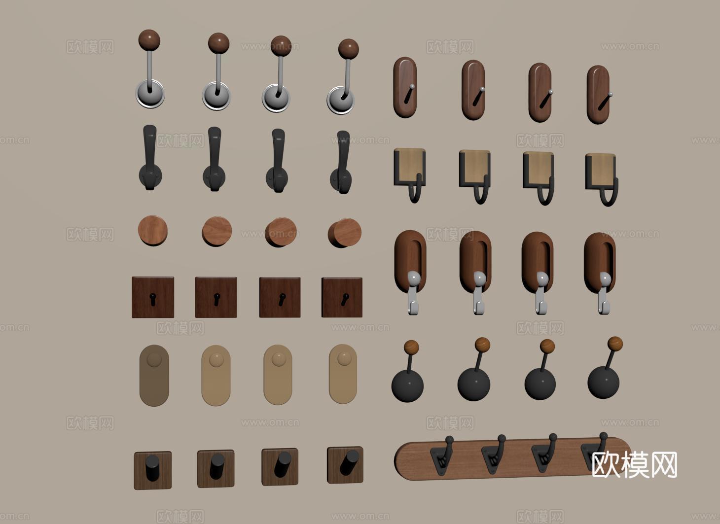 中古风挂钩 挂衣钩su模型