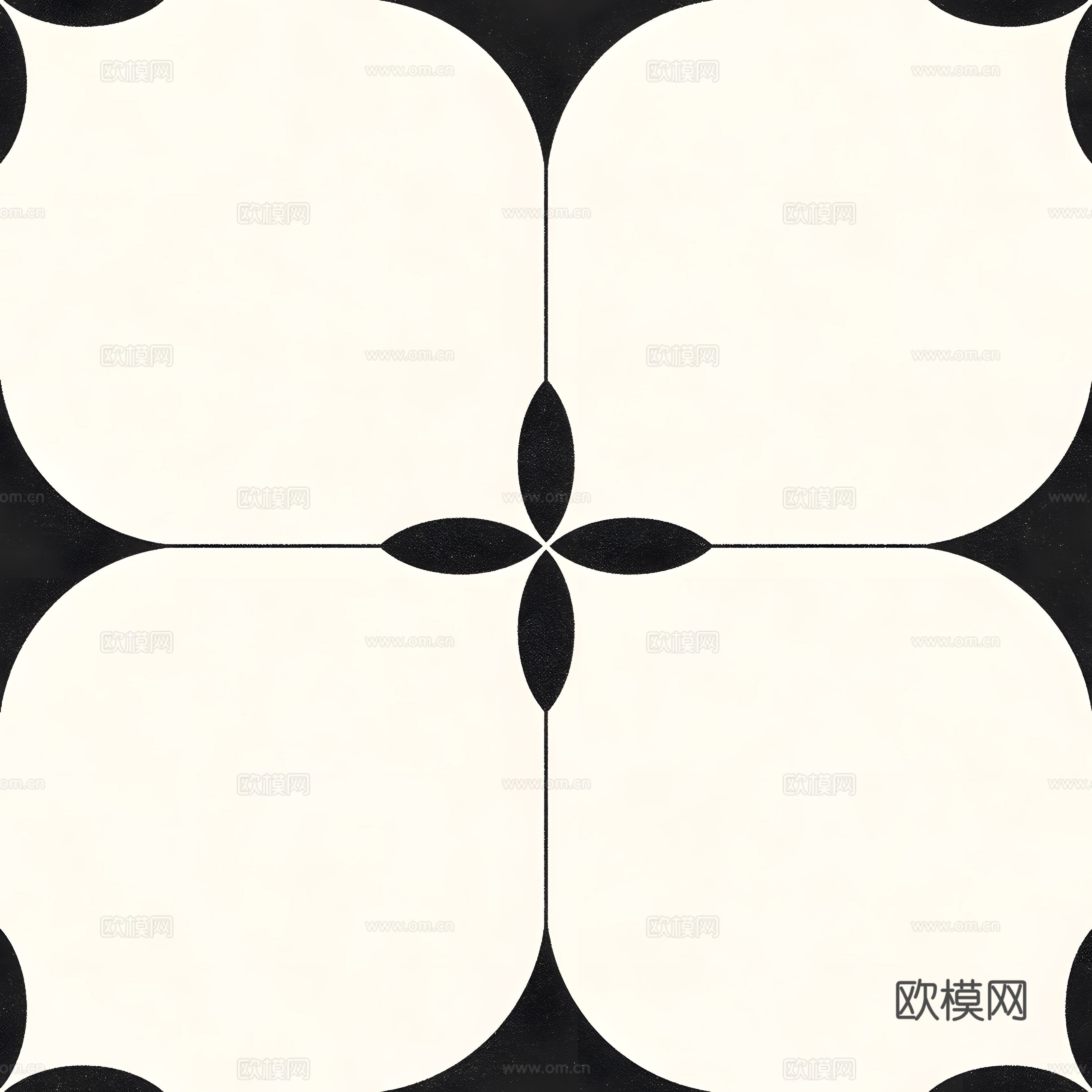 法式几何黑白小花砖