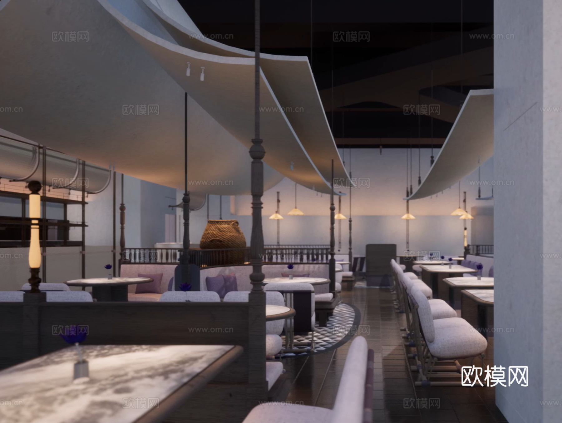 泰国餐厅成都店丨现场照丨CAD施工图丨厨房系统丨空调丨消防图cad施工图下载（渲染图3）