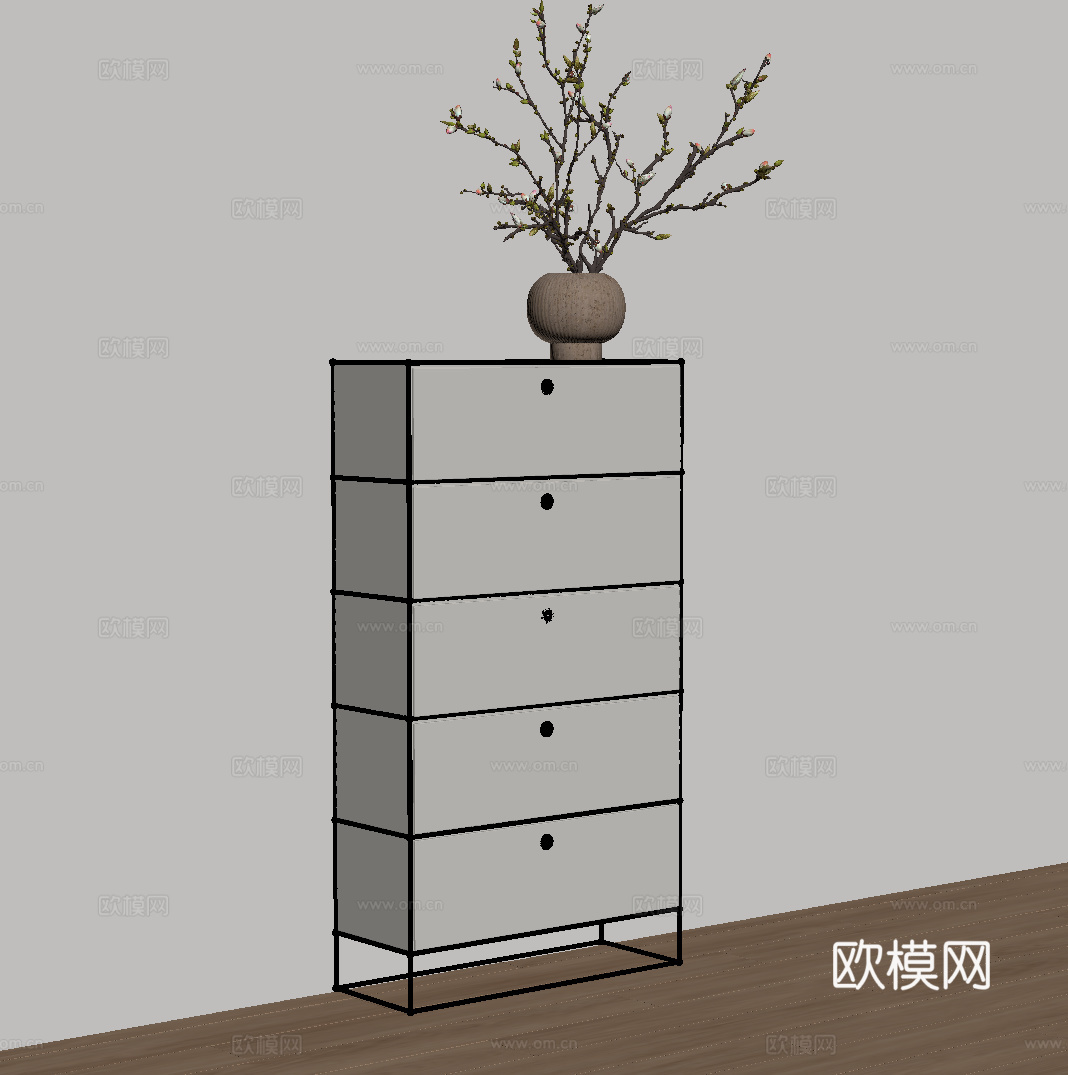 现代法式高柜 边柜 斗柜su模型