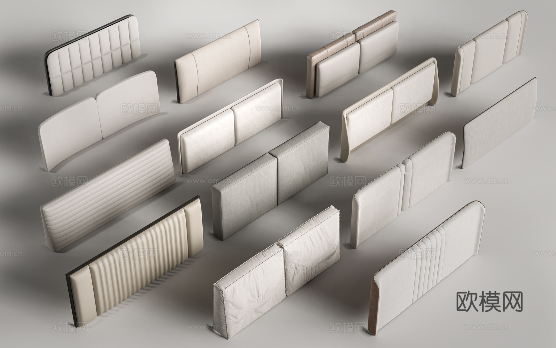 现代榻榻米软包 床头软包 墙面软包 靠背su模型