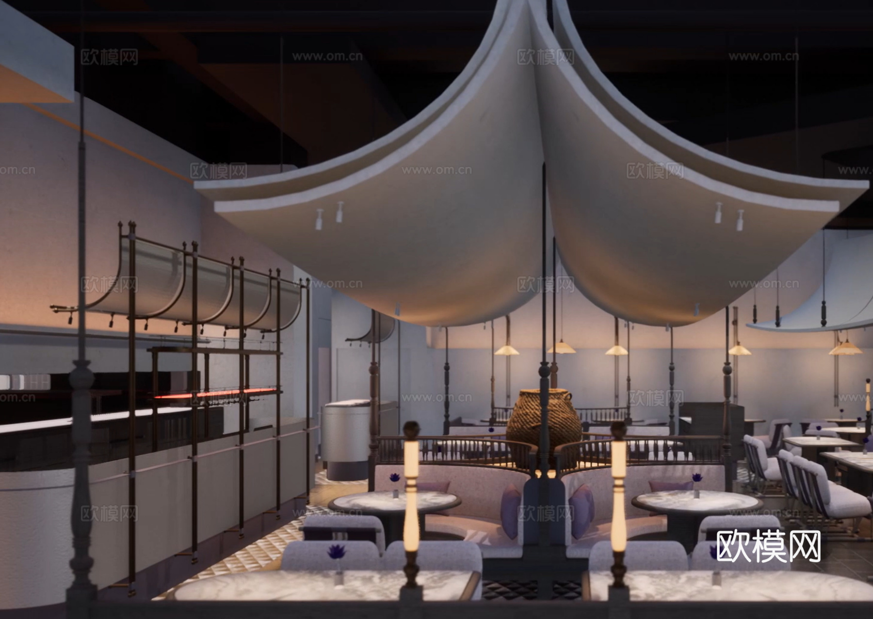 泰国餐厅成都店丨现场照丨CAD施工图丨厨房系统丨空调丨消防图cad施工图下载（渲染图4）