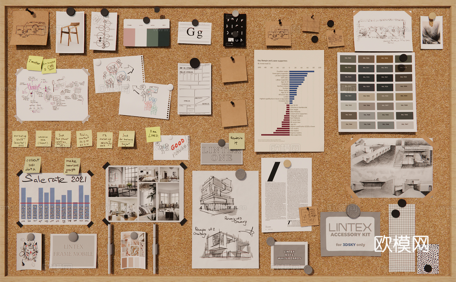 现代置物架照片墙su模型