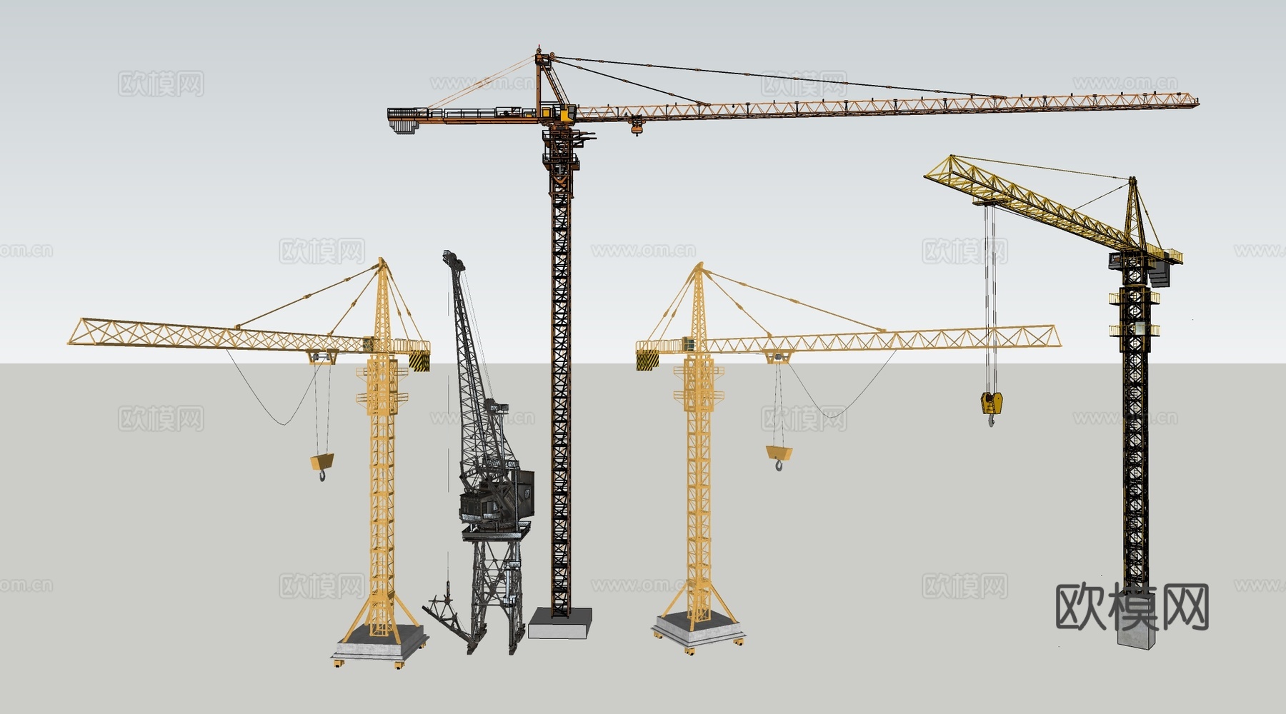 现代塔吊 起重机 工程机械su模型