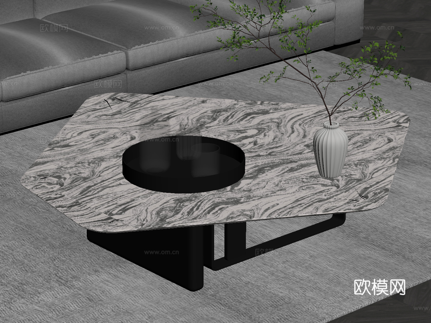 现代意式茶几su模型下载（渲染图2）
