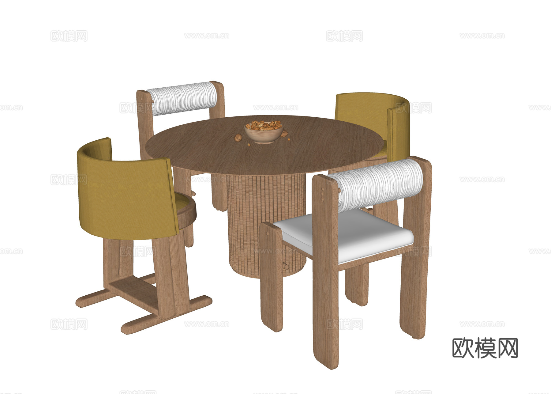 现代餐桌椅 圆形餐桌 餐桌su模型