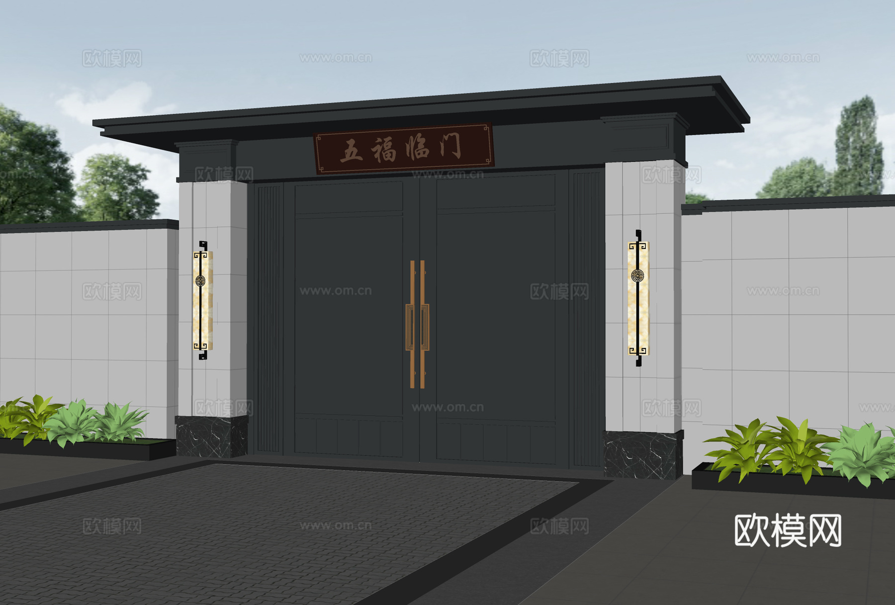 庭院门 别墅大门su模型