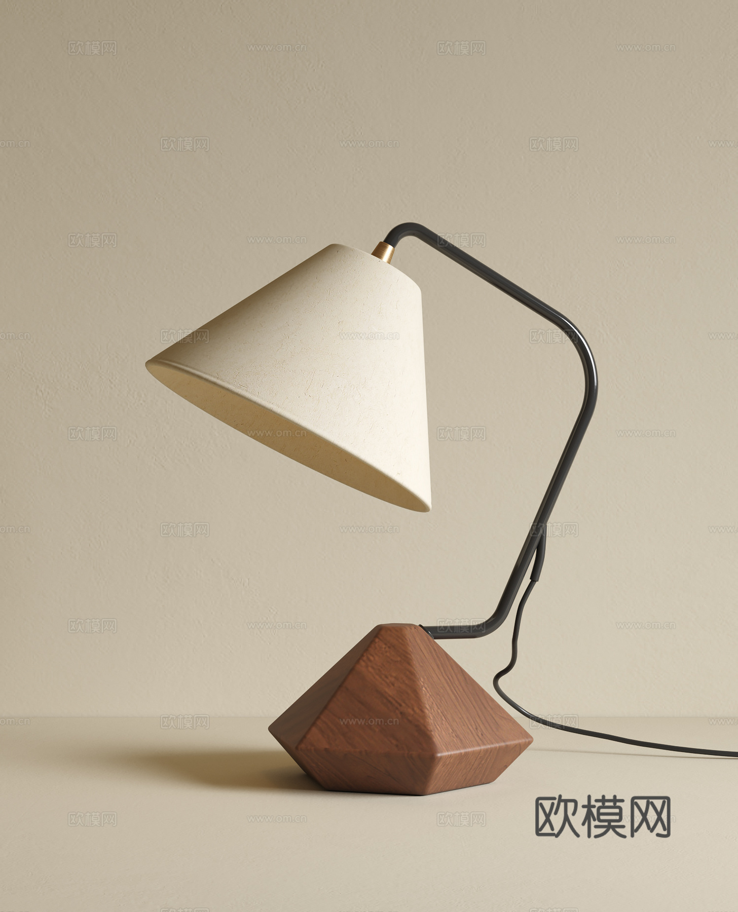 现代中古风卧室台灯小台灯su模型su模型下载（渲染图1）