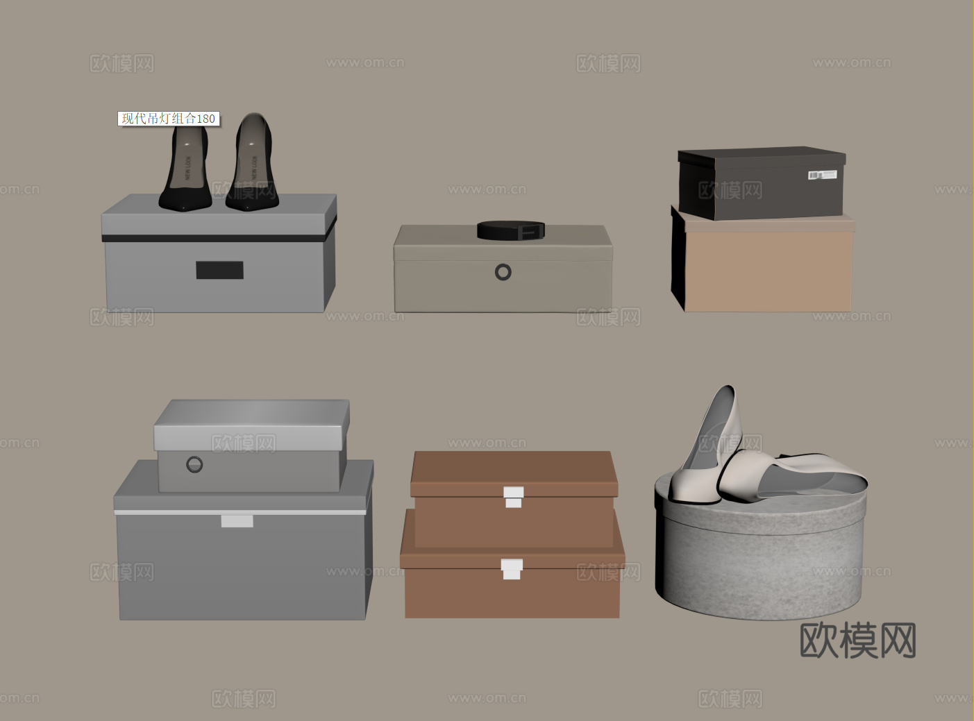 极简整理盒子 鞋盒 现代储物盒 圆形收纳盒su模型su模型