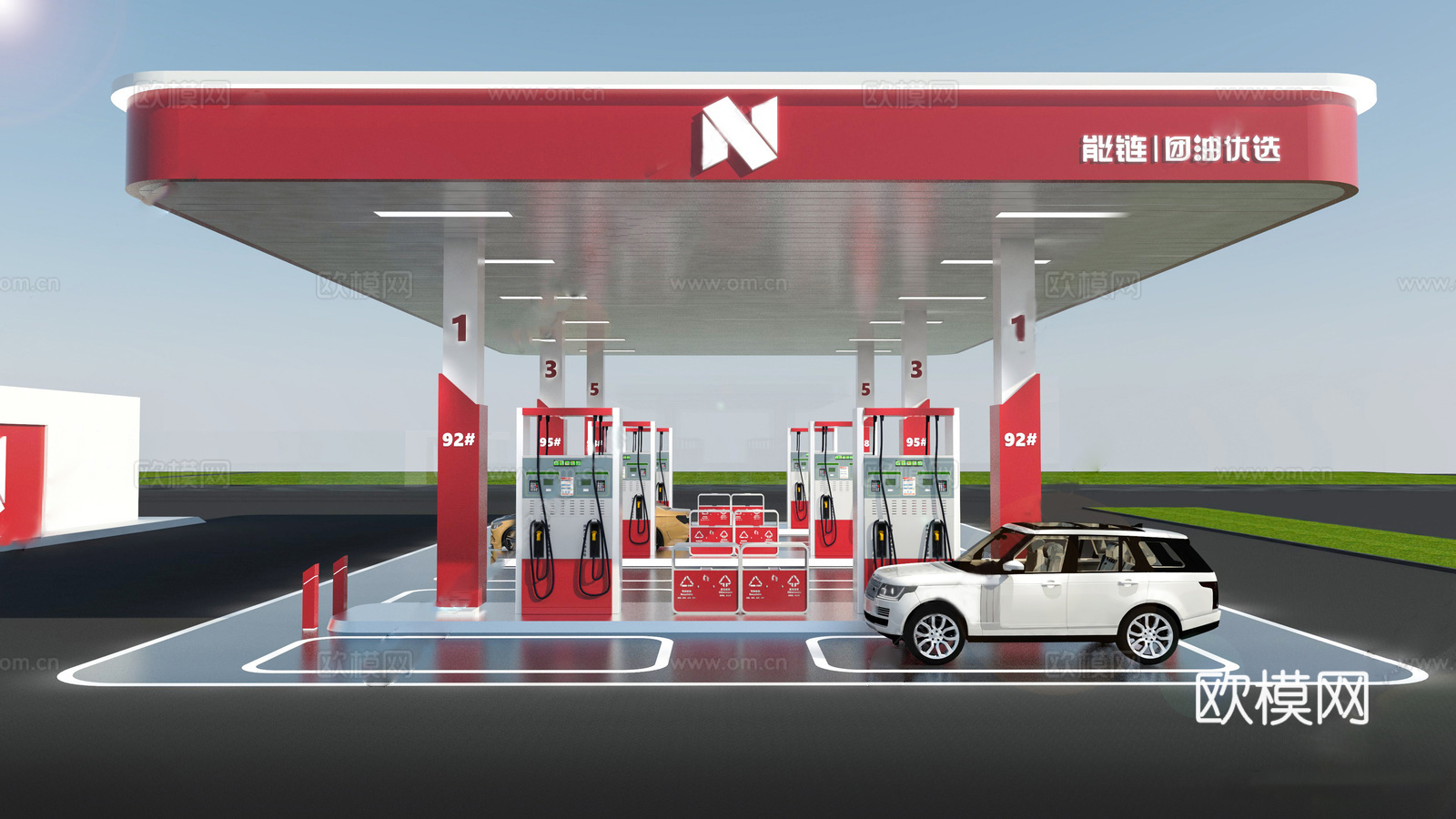 现代加油站 小公建 加油站su模型