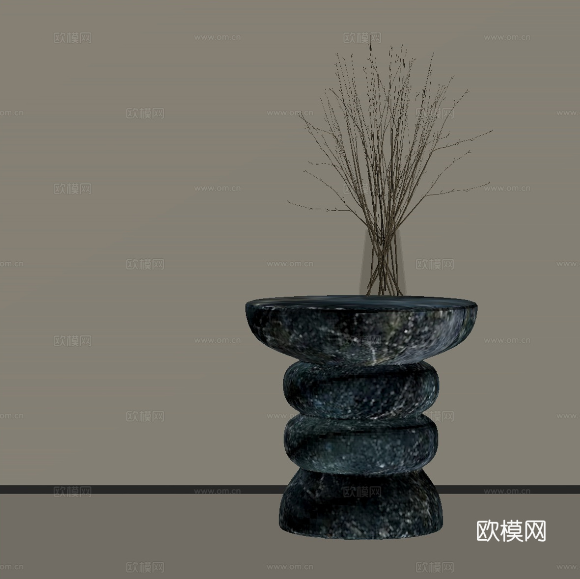 现代意式边几 大理石边几 圆几角几su模型