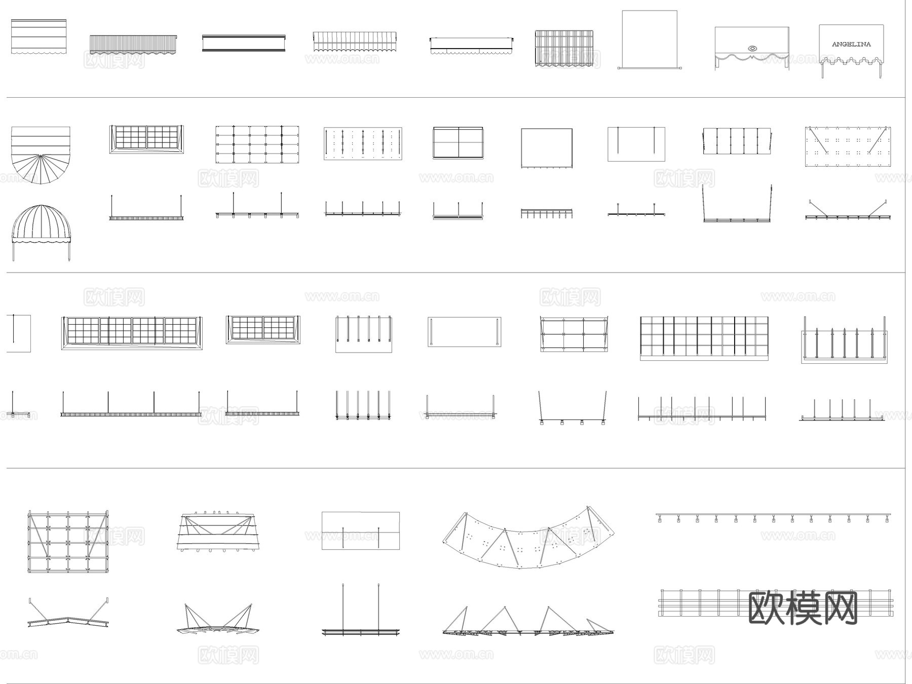2026年最新遮阳棚CAD图库CAD雨棚CAD遮雨棚CAD布cad施工图