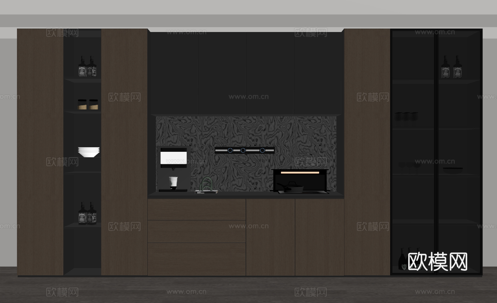 现代意式酒柜 现代意式餐边柜su模型