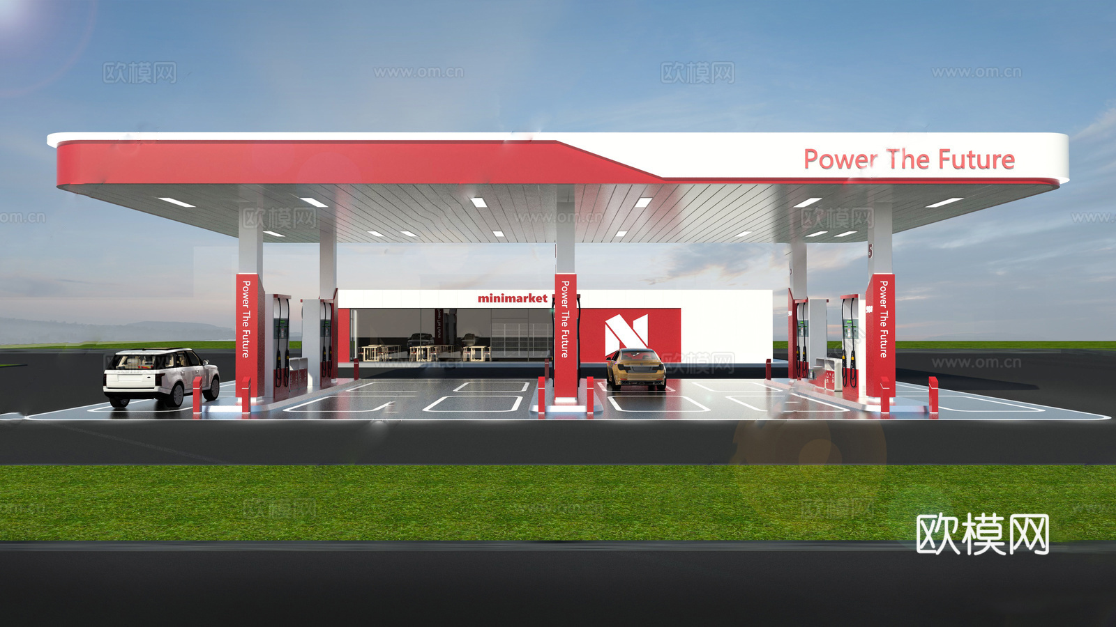 现代加油站 小公建 加油站su模型