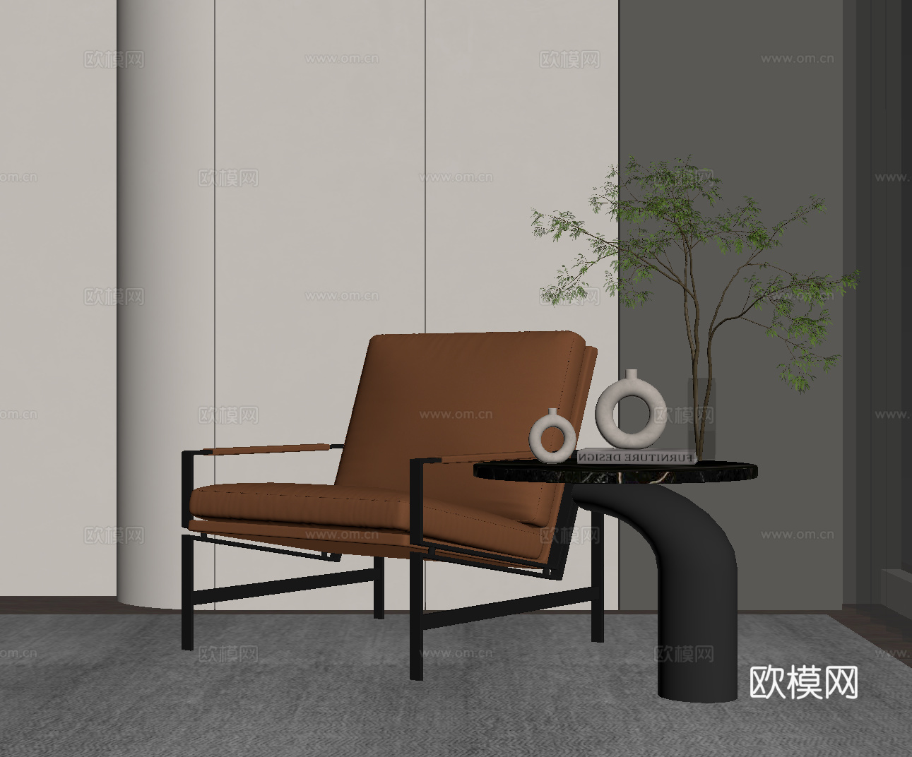 意式轻奢休闲椅su模型