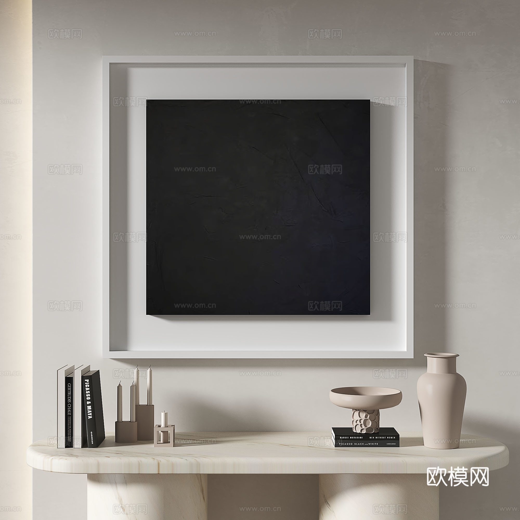 现代，简约，抽象，奶油风，玄关，挂画免费3d模型