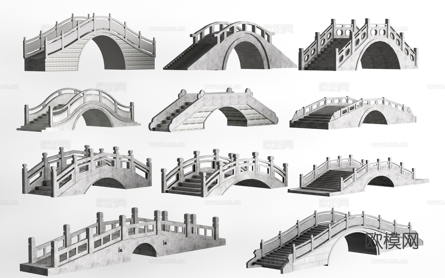 现代石桥 景观桥 公园桥 小桥su模型