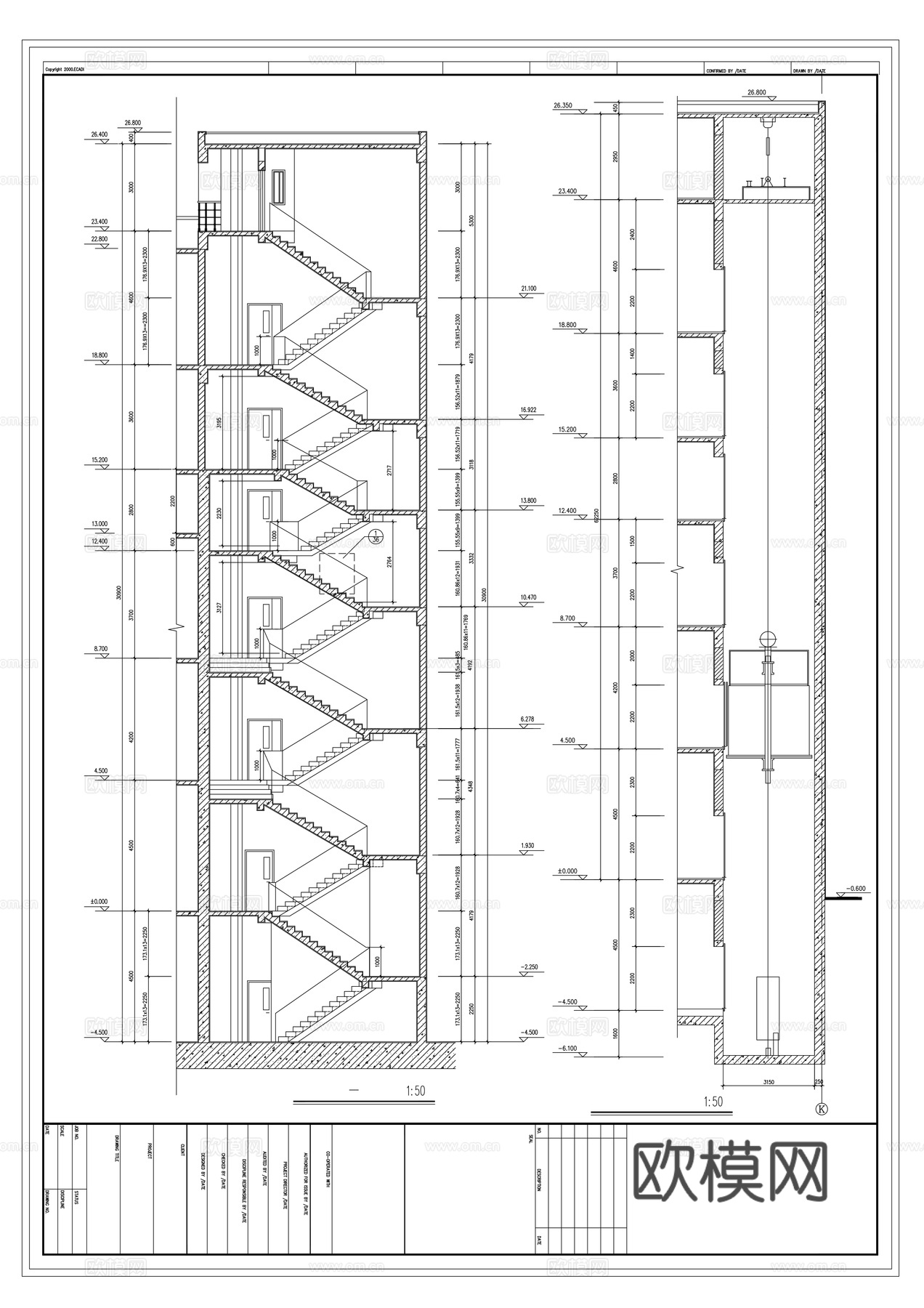 楼梯立面cad施工图