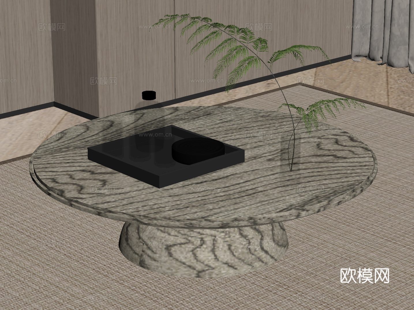 侘寂中古风边几su模型