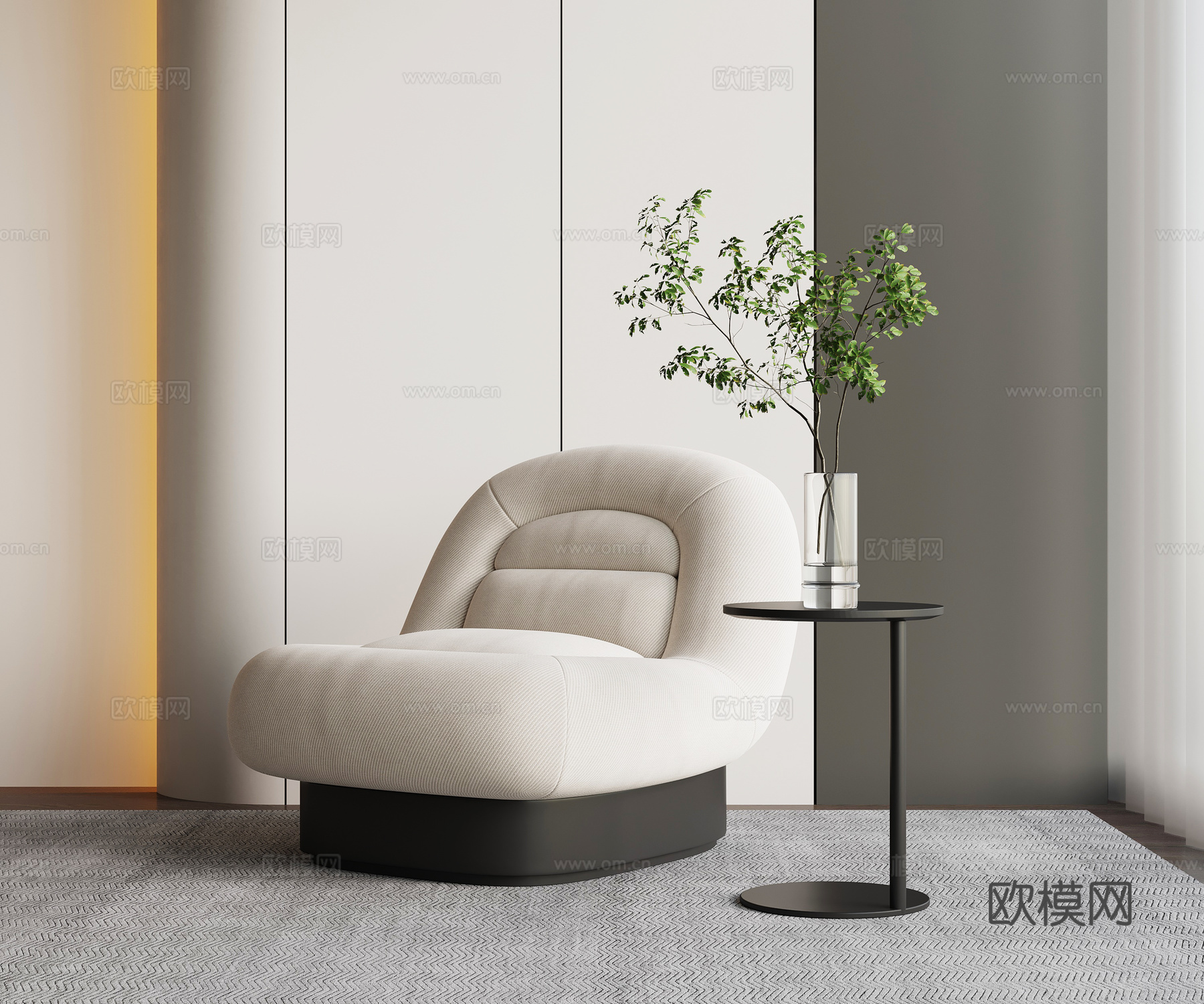 现代奶油风休闲椅3d模型